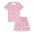 thumbnail image 4 of BRGZLK Girls' Short Sleeved Top Polka Dot Tops Crew Neck Casual Summer Cute Printed and Shorts For 3-14 Years, 4 of 6