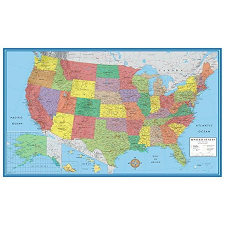 Map Canvas Mural Banner - 24x36 United States, USA, US Classic Elite Wall Map Mural Poster Folded