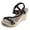 Black, variant on Womens Bohemian Colorful Beads Wedge Dress Sandals Vintage Ethnic Beach Flower Espadrilles Platform High Heel Ankle Strap Dressy Summer Shoes Brown Size 6.5