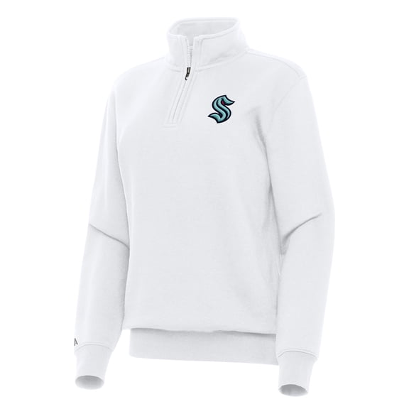 Women's Antigua White Seattle Kraken Victory Quarter-Zip Sweatshirt