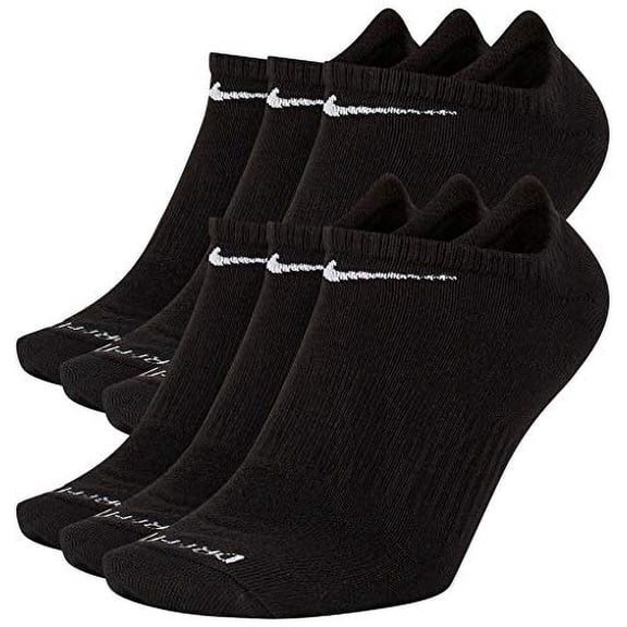 Men's Nike 6-pack Everyday Plus Lightweight No-Show Training Socks Color: Black White Size: 8-12