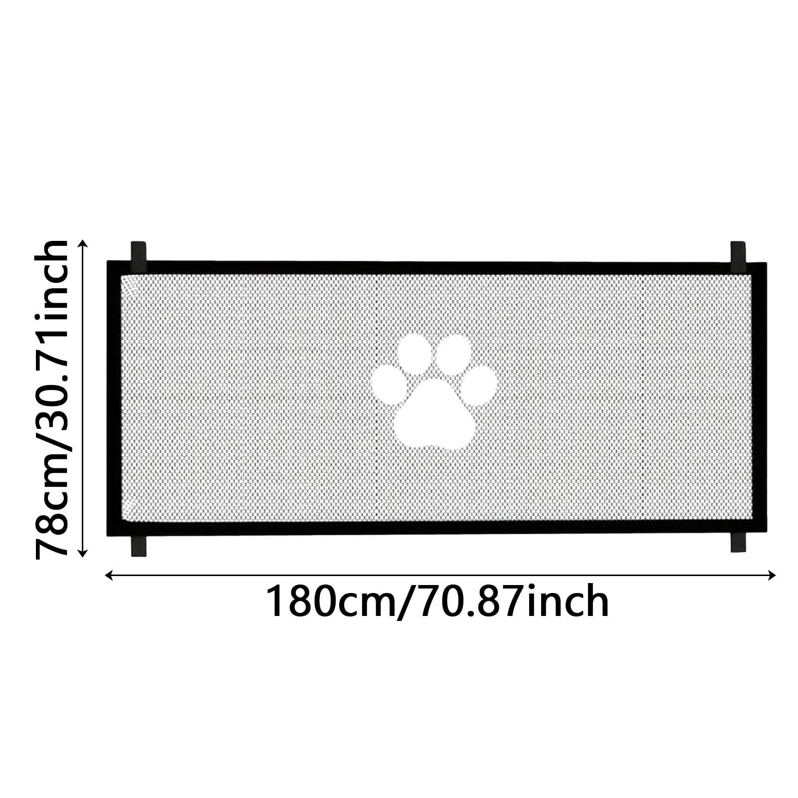 Pet Safety Gate Mesh Screen, Portable Dog Cat Isolation Barrier for Doorways, Stairs and Hallways, Retractable Mesh Gate with Paw Print Design, Easy Install Indoor Pet Fence for Home