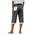 thumbnail image 4 of Noric Women's Cotton Striped Capri Pants Summer High Waisted Casual Cropped Trousers with Pockets, 4 of 7