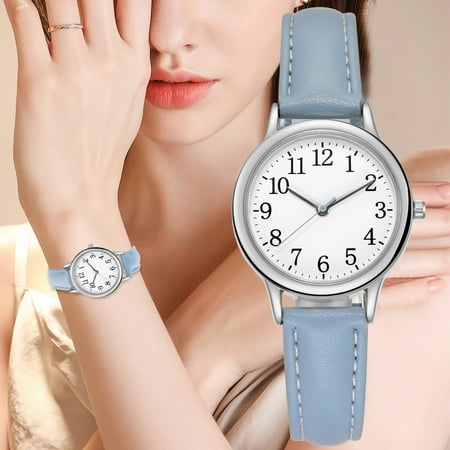 Ycandiee Top Plaza Womens Ladies Classic Simple Leather Analog Quartz Wrist Watch Rose Gold Case Arabic Numerals Casual Dress Watches With Thin Leather Band Arabic Numerals Quality Gift Watch Women