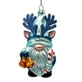 thumbnail image 7 of Charming Blue Gnome with Antlers Glass Christmas Ornament, 7 of 7