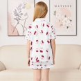 thumbnail image 4 of Silky Satin Kids' Pajama Set Breathable & Smooth Unisex Button-Down Pajamas Watercolor Cherries Pattern, 4 of 8
