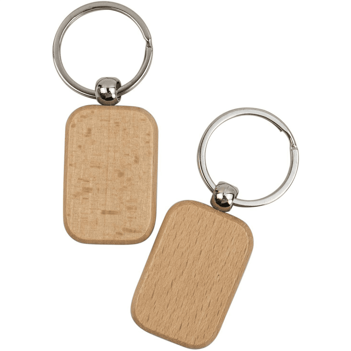 120Pcs Blank Wooden Wooden Keychain DIY Wooden Keychain Key Tag Anti-Lost Wood Accessories Gift