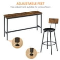 thumbnail image 5 of PAPROOS Long Bar Table Set for 3, 4 Piece Pub Table and Bar Stools PU Upholstered Seat with Backrest, Industrial Counter Height Dining Table and Chairs for Breakfast Nook Bistro, Rustic Brown, 5 of 7