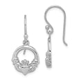 thumbnail image 2 of Sterling Silver Rhodium Plated Claddagh Dangle Earrings, 2 of 4