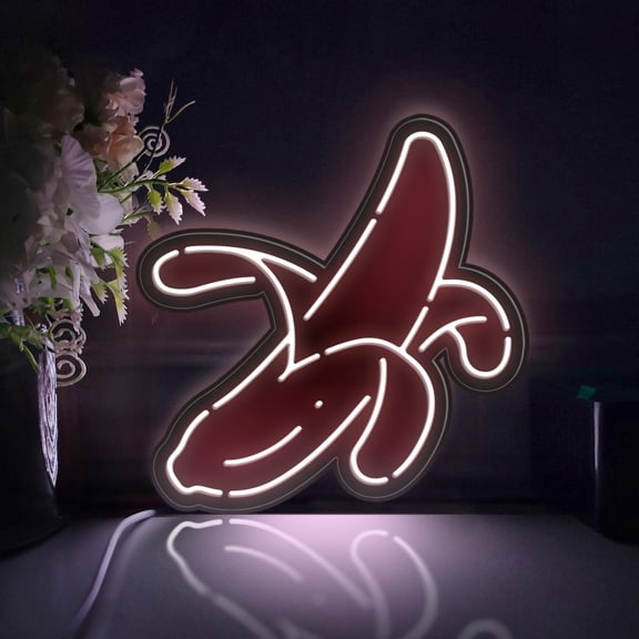 Banana Led Light Box, Dimmable Neon-Like Light Signs USB Power for Wall Decor Bedroom Decoration, Static Light (WxH) 8"x8"