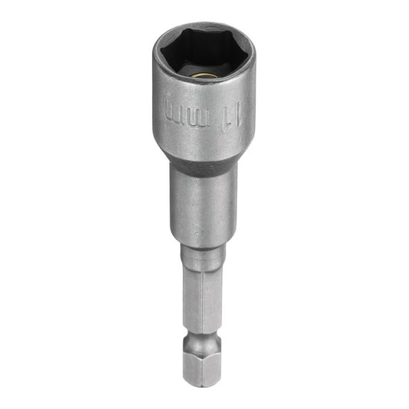 Uxcell Hex Nut Driver Drill Bit 11mm Metric 6-Point Socket 1/4" Hex Shank Magnetic Setter CR-V Steel Bolt Sockets for Power Drills Impact Drivers, 2.56" (65mm) Long