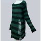 thumbnail image 1 of Suéter largo gótico Punk para mujer, Jersey a rayas, fresco, hueco, Agujero roto, suelto, Rock, ropa de calle oscura, Top de verano, nuevoVerde oscuro, 1 of 5