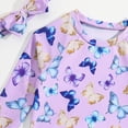 thumbnail image 5 of TOWED22 Toddler Baby Girls Rash Guard Swimsuit Long Sleeve 2 Piece Floral Bathing Suit Bikini Bottoms Infant Swimwear Purple,3-4 Y, 5 of 8