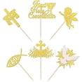 thumbnail image 3 of 24 Pack First Holy Communion Cupcake Toppers Gold Glitter Dove Angel God Bless Cross Cupcake Picks for Baptism First Communion Theme Baby Shower Birthday Party Cake Decorations, 3 of 7