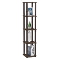 thumbnail image 4 of Furinno Turn-S-Tube 5-Tier Corner Square Rack Display Shelf with Square Tube, Walnut/Brown, 18026WN/BR, 4 of 4