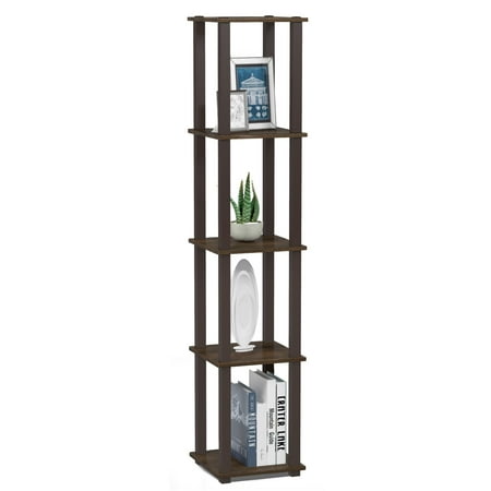 tube square tier walnut shelf rack br turn corner display brown furinno