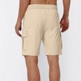 thumbnail image 3 of Pantalones Cortos de Carga de Cintura Elástica para Hombres Casual Sólido Longitud de Rodilla Bolsillo de Carga Pantalones Rectos, Mezcla de Algodón, 3 of 6