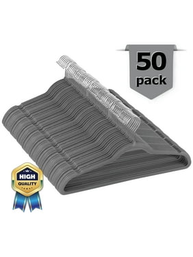 50 Pack Ultra Thin Non-Slip Velvet Hangers Space Saving 360 Degree Swivel Hook Strong and Durable Clothes Hangers Hold Up-to 10 Lbs, for Coats, Jackets, Pants, Dress Clothes, Suits (Grey)
