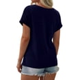 thumbnail image 3 of Langwyqu Womens Color Block Short Sleeve Tops Casual Summer T-Shirt, 3 of 3