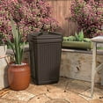 thumbnail image 2 of Suncast 30 Gallon Resin Wicker Decorative Outdoor Patio Trash Hideaway, Java, 2 of 7
