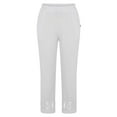 thumbnail image 3 of AOMPMSDX Pants For Women Ladies Casual Loose Cotton And Line Embroidery Casual Soild Colorcropped Elastic Waist Trousers White Casual Shorts XXL, 3 of 8