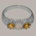 thumbnail image 4 of LBG British Made 10k White Gold Ring with Natural Opal & Citrine Womens Anniversary Ring - 33 size options - Size 4, 4 of 7