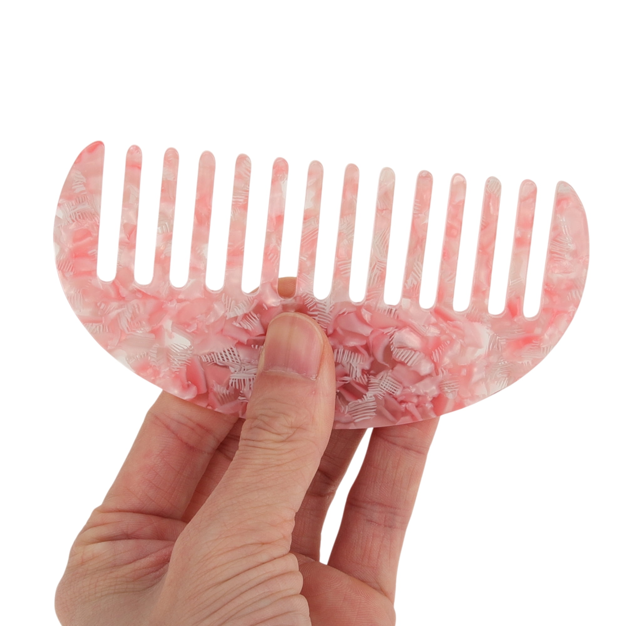 Unique Bargains 1 Piece Durable Semicircle Hook Hair Comb in Pink Color for All Hair Types