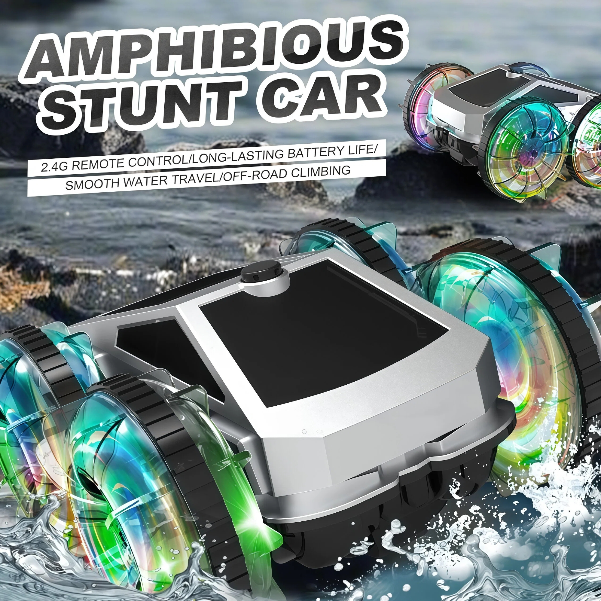 Remote Control Car 2.4 GHz Waterproof RC Trucks 4WD All Terrain Off-Road Pickup Kids Xmas Birthday Gifts Present Boys Girls Toys Ages 6+