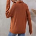 thumbnail image 4 of Suéter de punto Chaqueta con cuello hacia abajo Color puro Cremallera Hombro caído Suéter de punto para mujer para citas Color caramelo L, 4 of 6