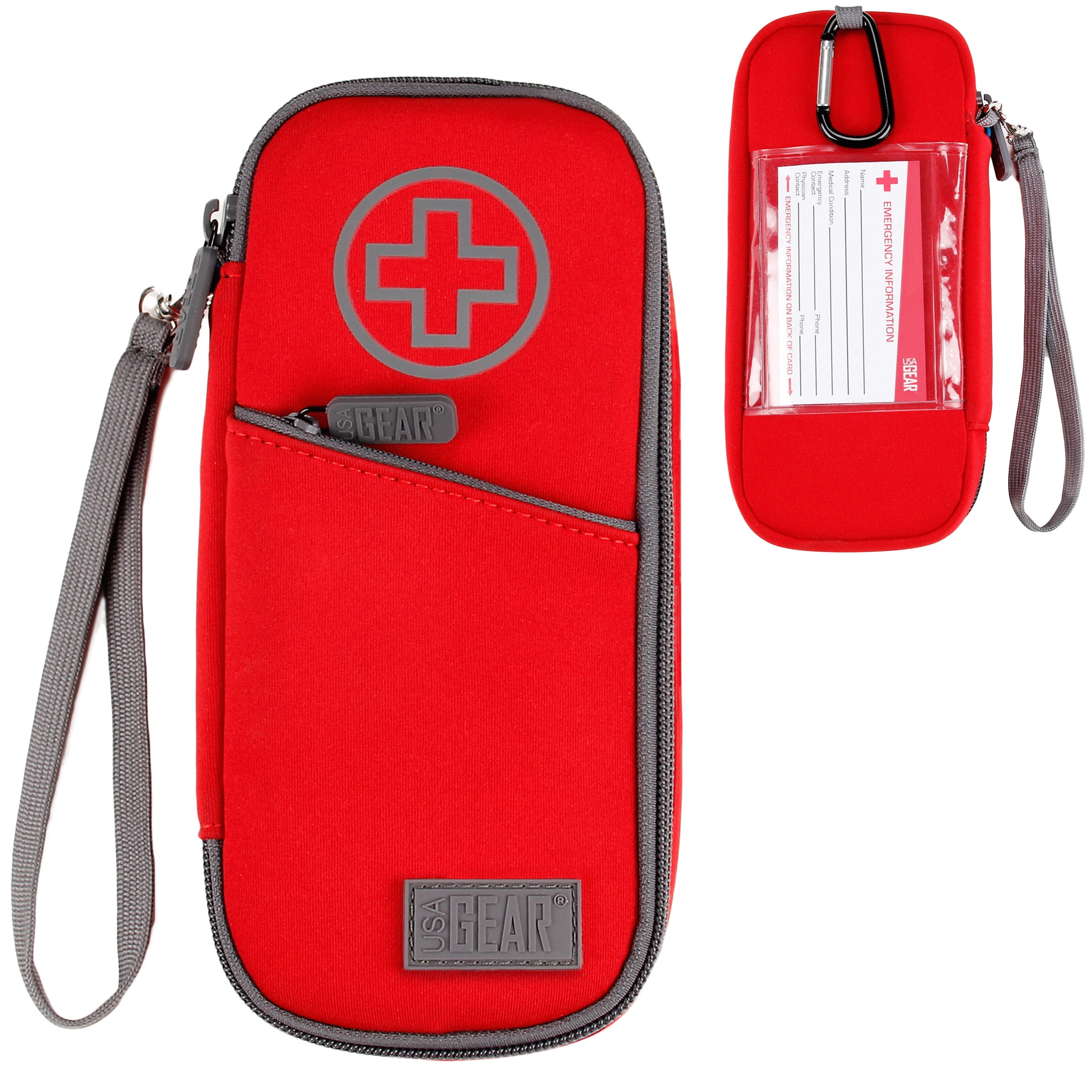  PracMedic Bags Epipen Carry Case- Insulated Medical Case for 2  Epi Pens or Auvi Q, Inhaler, Nasal Spray, Allergy Meds, Diabetic Supplies,  Travel Medicine Kit for Emergencies, Updated Model (Red) 