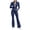 Dark Blue, variant on Women's Solid-Color 2-Piece Tracksuit Set | Full-Zip Long-Sleeve Stand-Collar Sweatshirt & Elastic-Waist Flared Pants Outfit for Sports, Workout & Daily Casual Wear