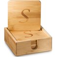 thumbnail image 1 of Personalized Monogrammed Coaster Set | Includes 6 Drink Coasters with Holder | Bamboo Coasters for Coffee Tables - Wedding Gifts - Holiday Presents and More | Monogram “S”, 1 of 2