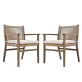 thumbnail image 2 of Clara Classic Solid Wood Outdoor Patio Dining Chairs with Rope Backrest, Removeable Cushions, Light Brown+Beige, Set of 2, 2 of 9