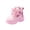 Pink, variant on Girls Ankle Boots Lace Up Combat Star Pattern Boot Side Zipper Western Boots Y2K Lace Up Goth Boot Warm Fur Lined Winter Shoes