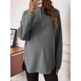 thumbnail image 2 of Pregnant Women Long Sleeve Loose Shirt Half Zipper High Neck Casual Pregnancy Pullover, Light Gray L, 2 of 7