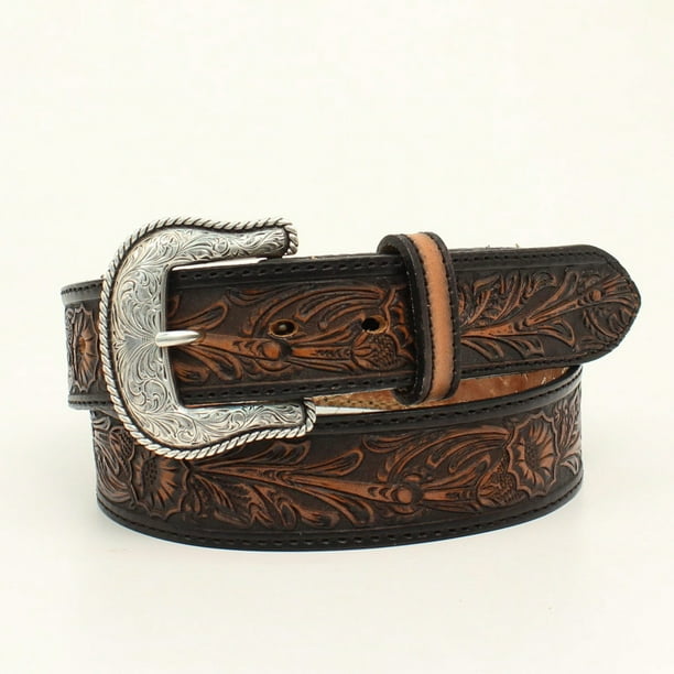 Nocona Western Belt Mens Floral Tooling Salinas Etched Buckle N2300567
