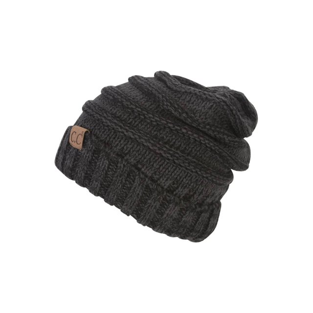Gravity Threads Trendy Oversized Chunky Soft Beanie, Black Grey