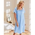 thumbnail image 2 of Ekouaer Satin Nightgowns for Women 2 Pack Silk Nightgown Pleated Loose Night Shirts Short Sleeve Sleep Shirts, 2 of 6