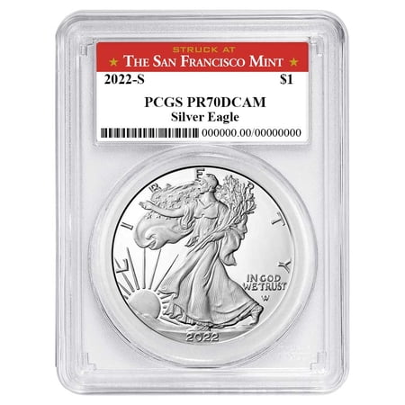 2022-S $1 1-oz Proof American Silver Eagle PCGS PR70DCAM San Francisco Label