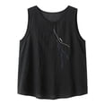 thumbnail image 4 of Unir Women Relaxed Sleeveless Casual Vest, Round Neck Embroidered Lightweight Tank Top, Washed Cotton Feel Summer Layering Blouse, Breathable Loose Fit Solid Color Shirt, Pink White Black Coffee, 4 of 4