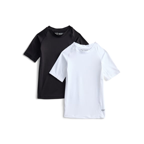 Athletic Works Boys Short Sleeve Compression Shirts, 2-Pack, Sizes 4-18