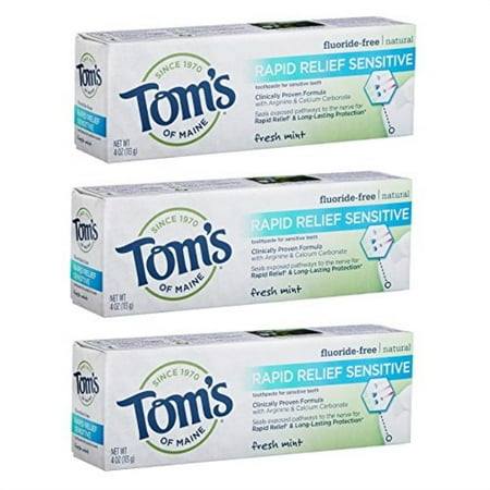 tom's of maine, natural rapid relief sensitive toothpaste, natural toothpaste, sensitive toothpaste, fresh mint, 4 ounce,