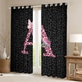 thumbnail image 2 of jejeloiu Letter A Monogrammed Black Out Curtains,Pink Leopard Print Curtains Pack of 2 (42x63 Each) For Girls Kids, 2 of 6