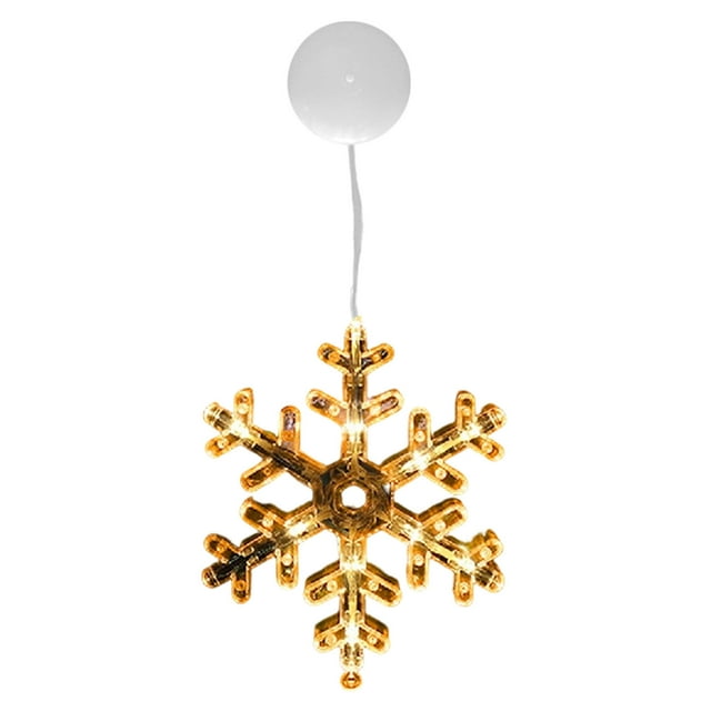 Snowflake LED Window Lights with Suction Cup Battery Operated Acrylic Indoor Christmas Decor Lights for Window Wall Door