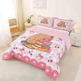 thumbnail image 2 of Erosebridal Pink Bowknot Loves Queen Comforter Set For Kids,Red Cherries Cute Capybara Animals Bedding Comforter Set For Capybara Lovers ,Reversible Pink 3pcs, 2 of 7