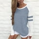thumbnail image 2 of Ropa de otoño,Camiseta de manga larga a rayas para mujer, color block, cuello en V, 95 % poliéster, 5 % elastano, ropa informal, sopatenor, 2 of 8