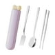 thumbnail image 3 of Juego de cucharas y palillos, vajilla, utensilios de viaje, juego de cubiertos portátiles para Morado 4 piezas, 3 of 9