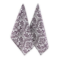 Eggplant Damask Dishtowel (Set of 2)
