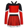 thumbnail image 4 of inlzdz Girls Cheerleading Uniform Cheer Leader Dance Crop Tops with Skirts Party Outfit 2-Piece Set Red 10, 4 of 7