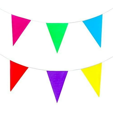 Plastic Pennant - 100 Foot Long Multicolored Plastic Pennant Rainbow Banner Party Decorations by Super Z Outlet